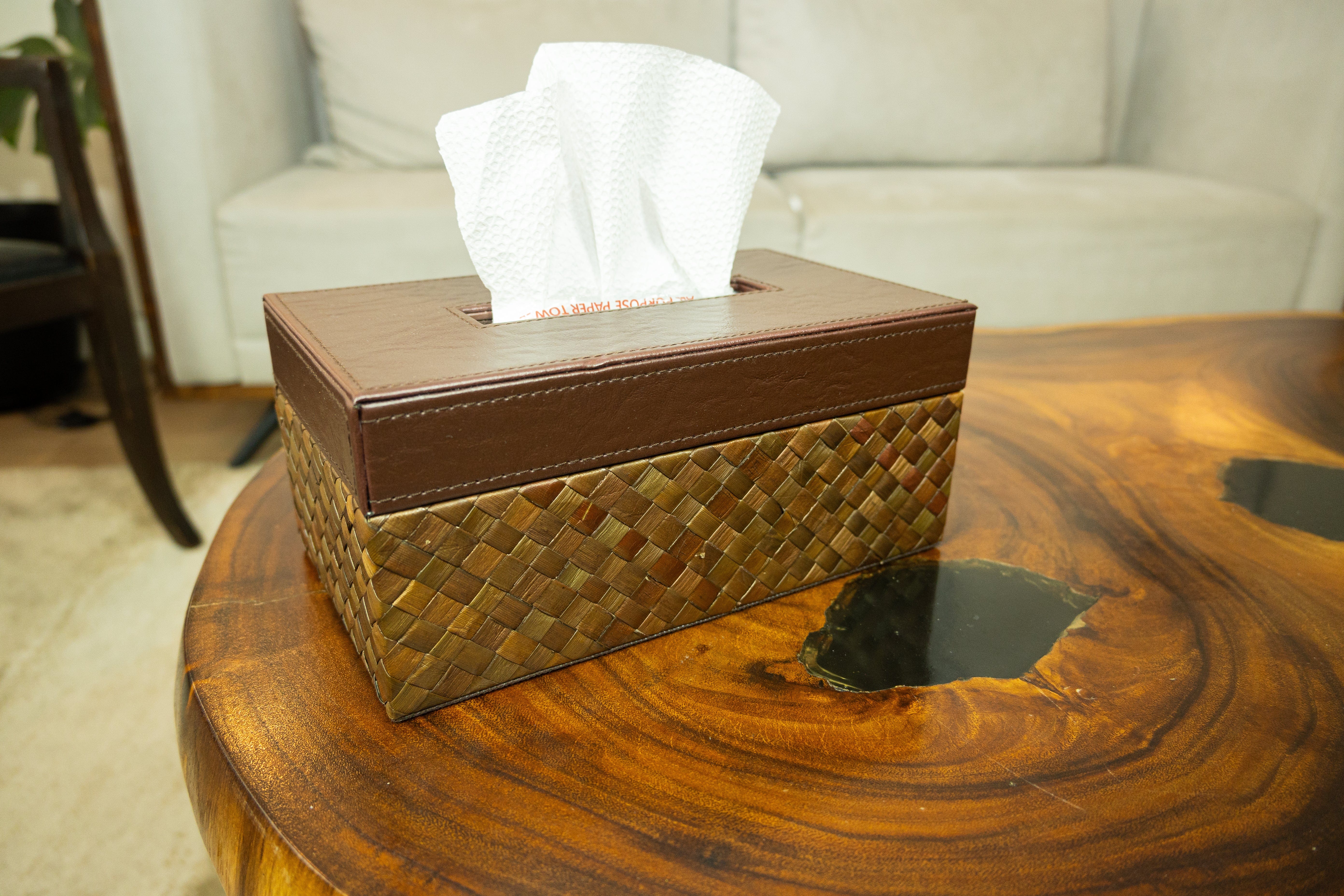 Tissue Box in Brown Pandan