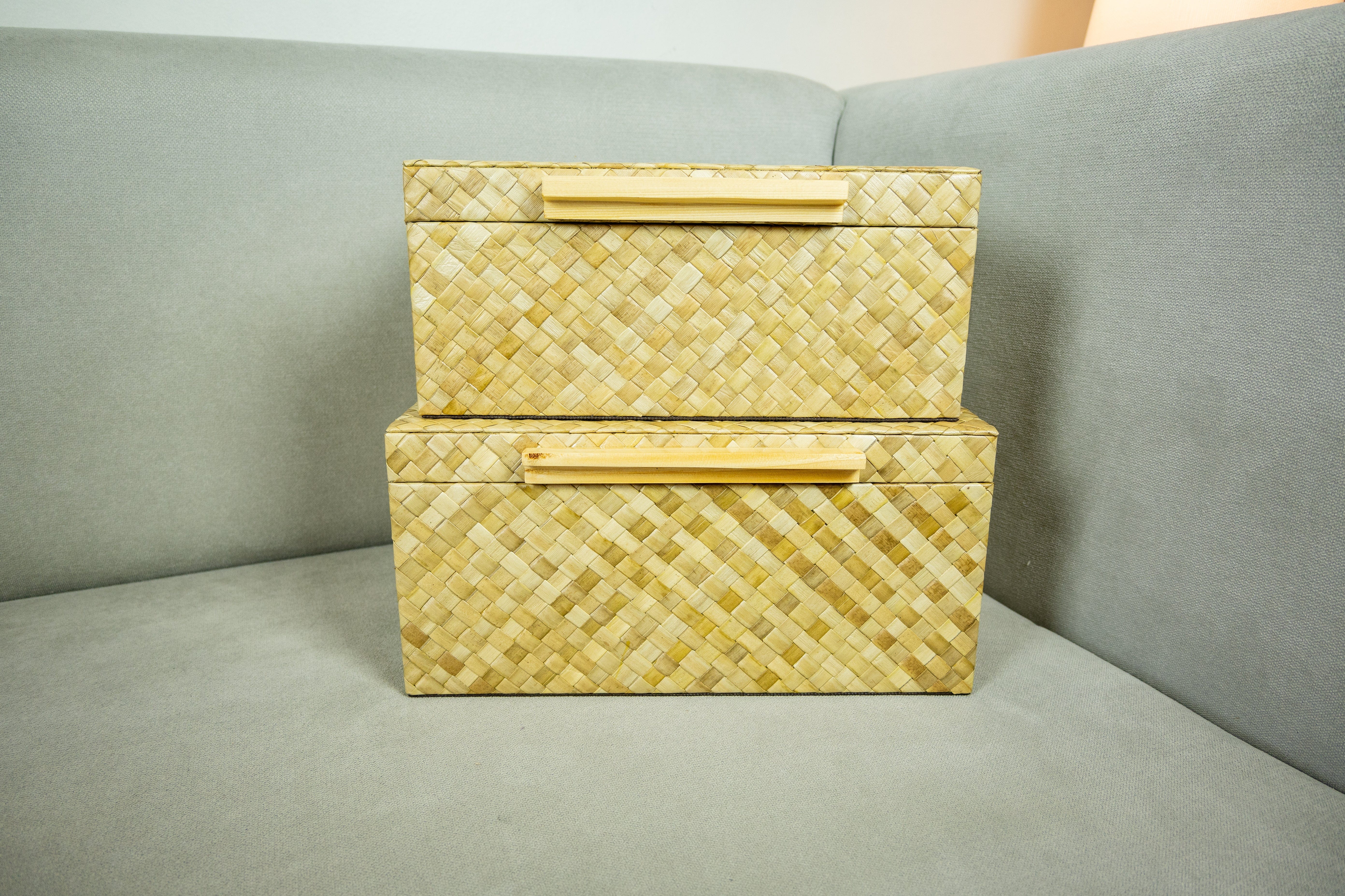 Storage Chest Set of 2 in Natural Pandan