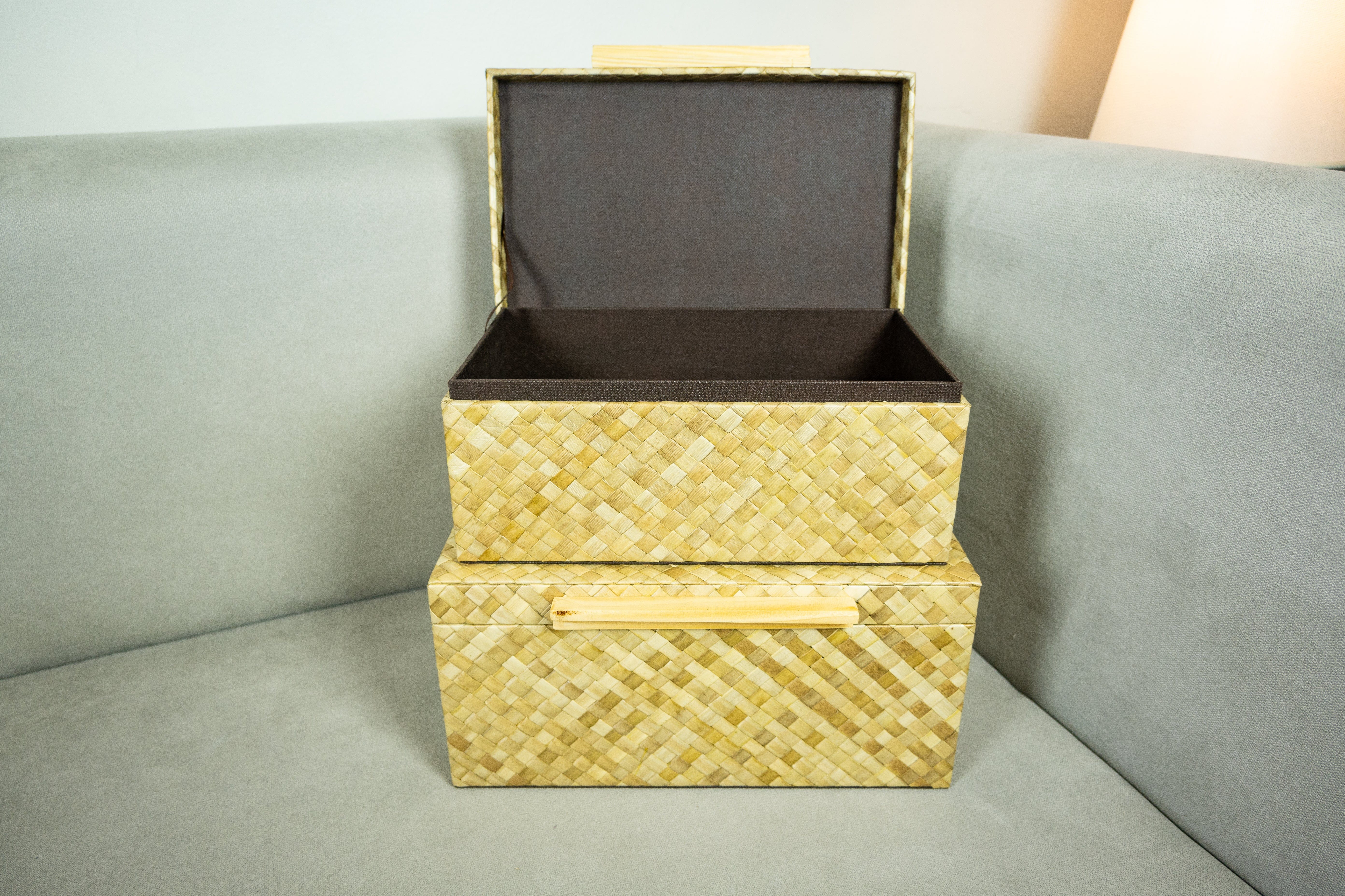 Storage Chest Set of 2 in Natural Pandan