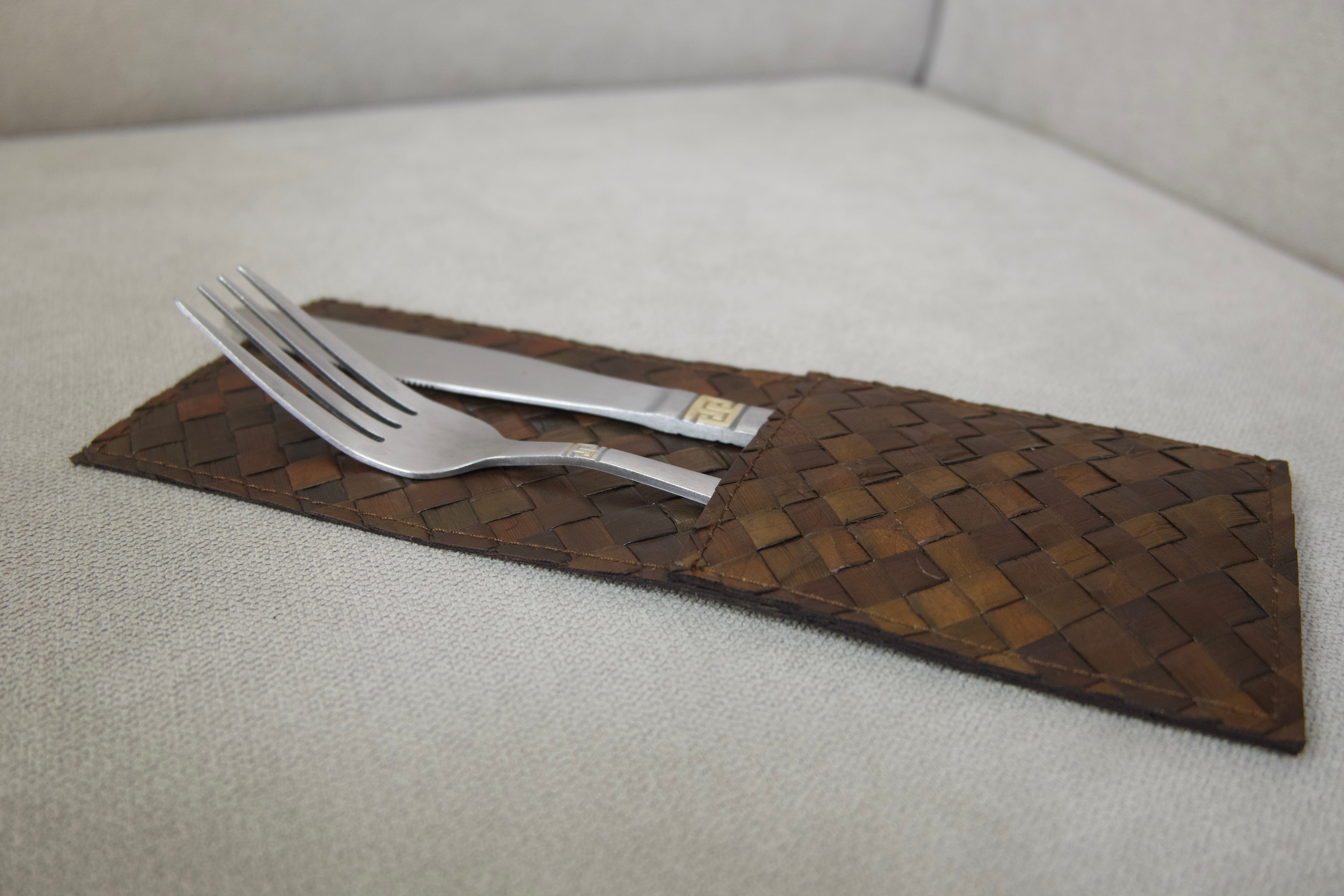 Brown Pandan Utensil Pocket