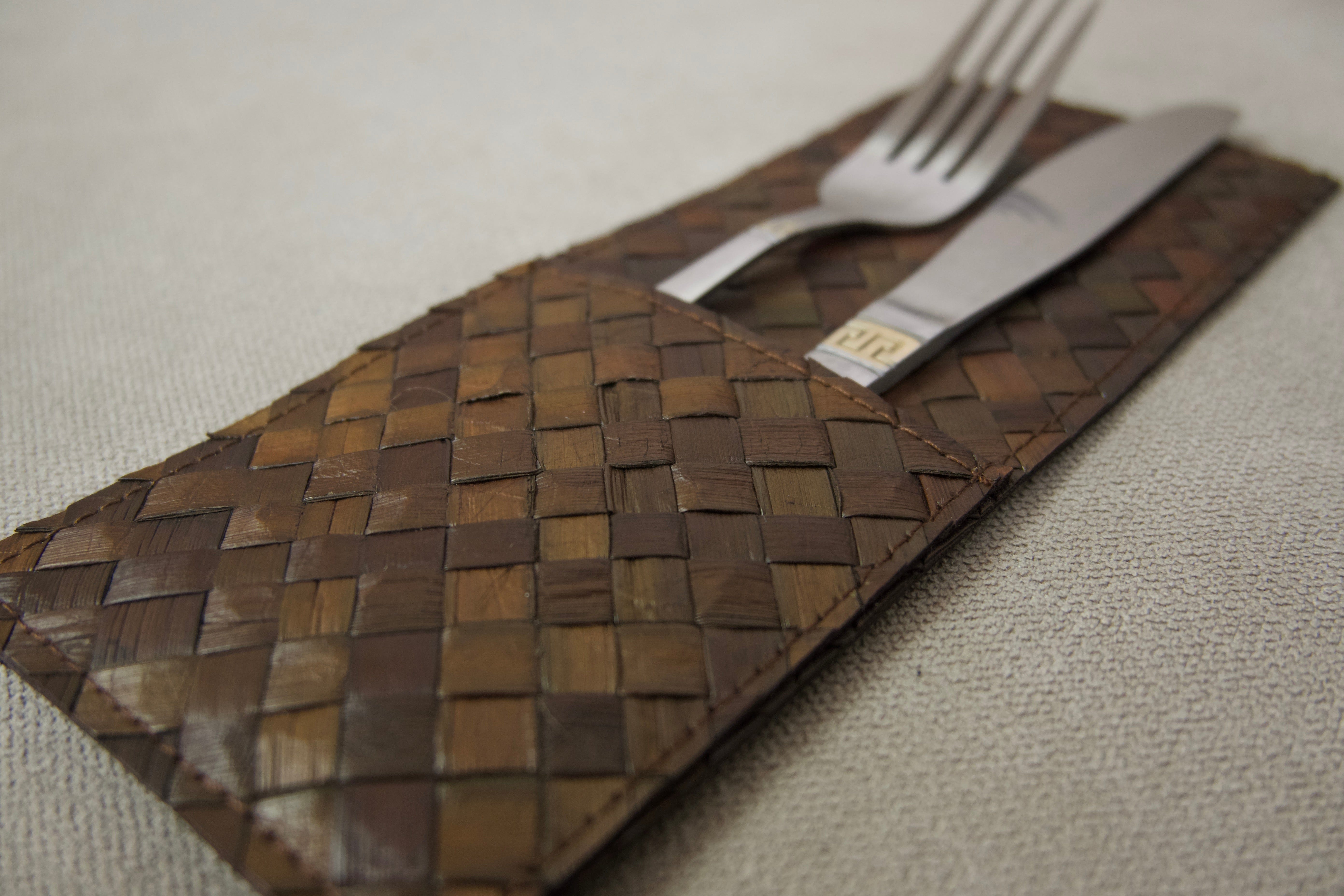Brown Pandan Utensil Pocket