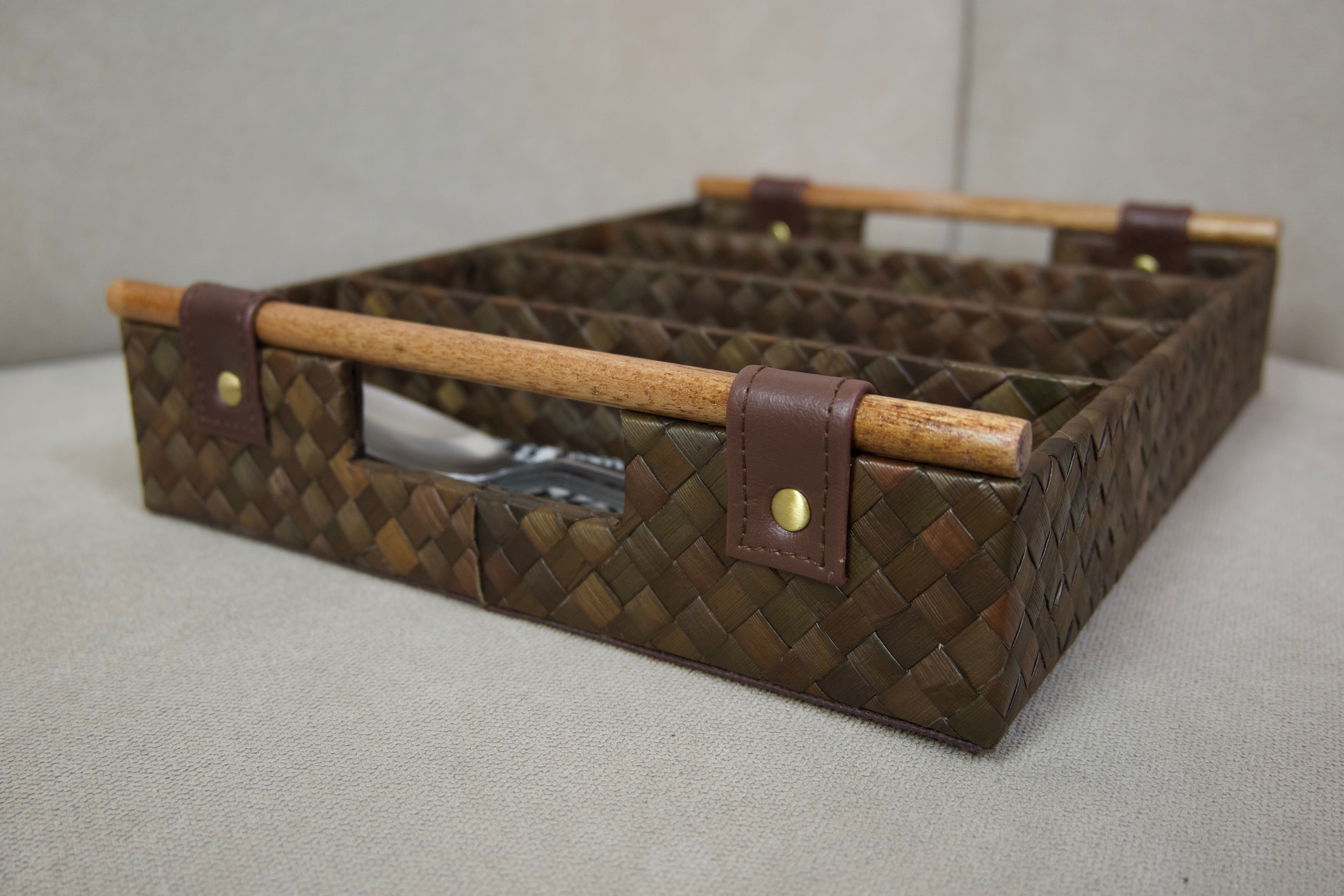 Brown Pandan Cutlery Organizer