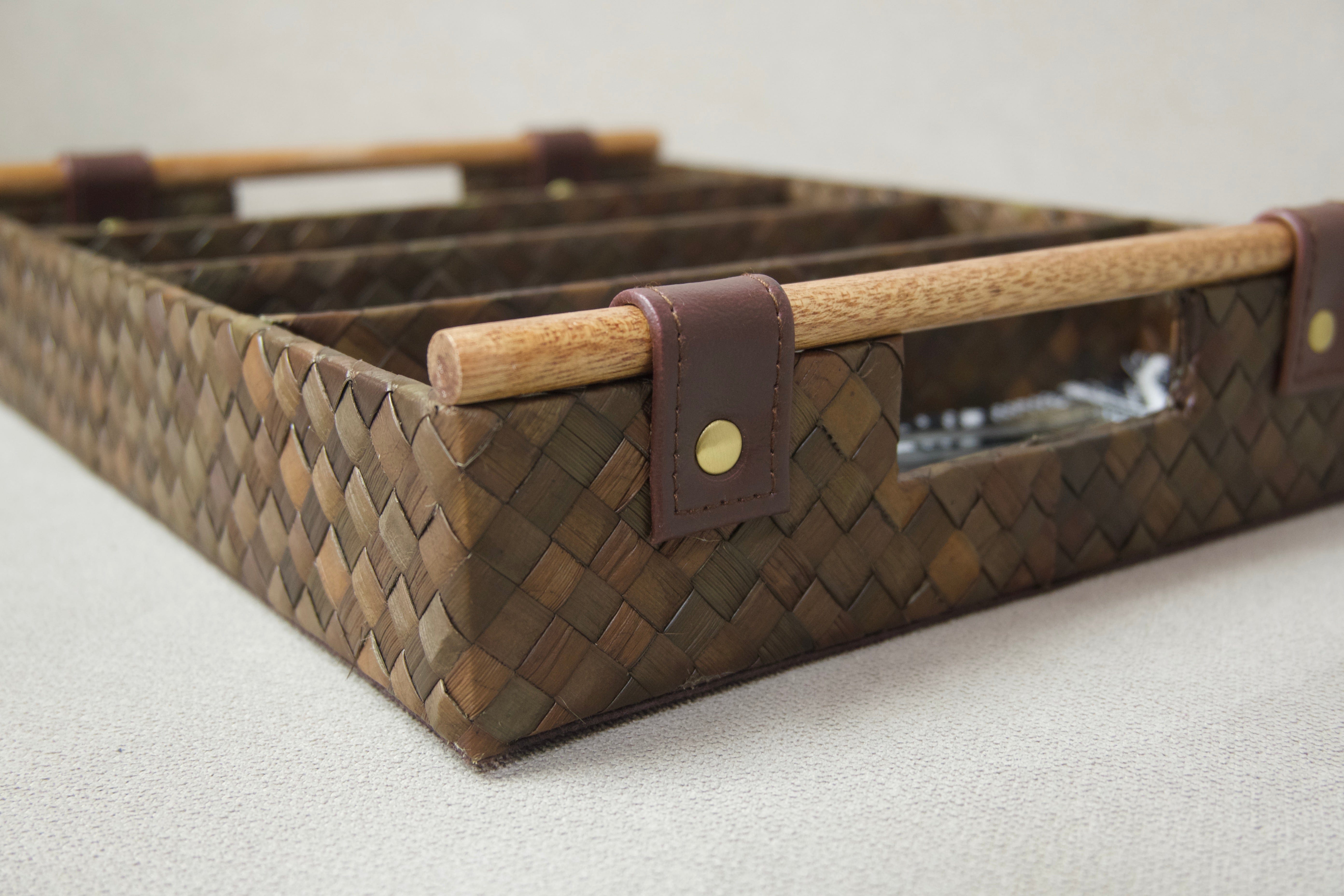 Brown Pandan Cutlery Organizer