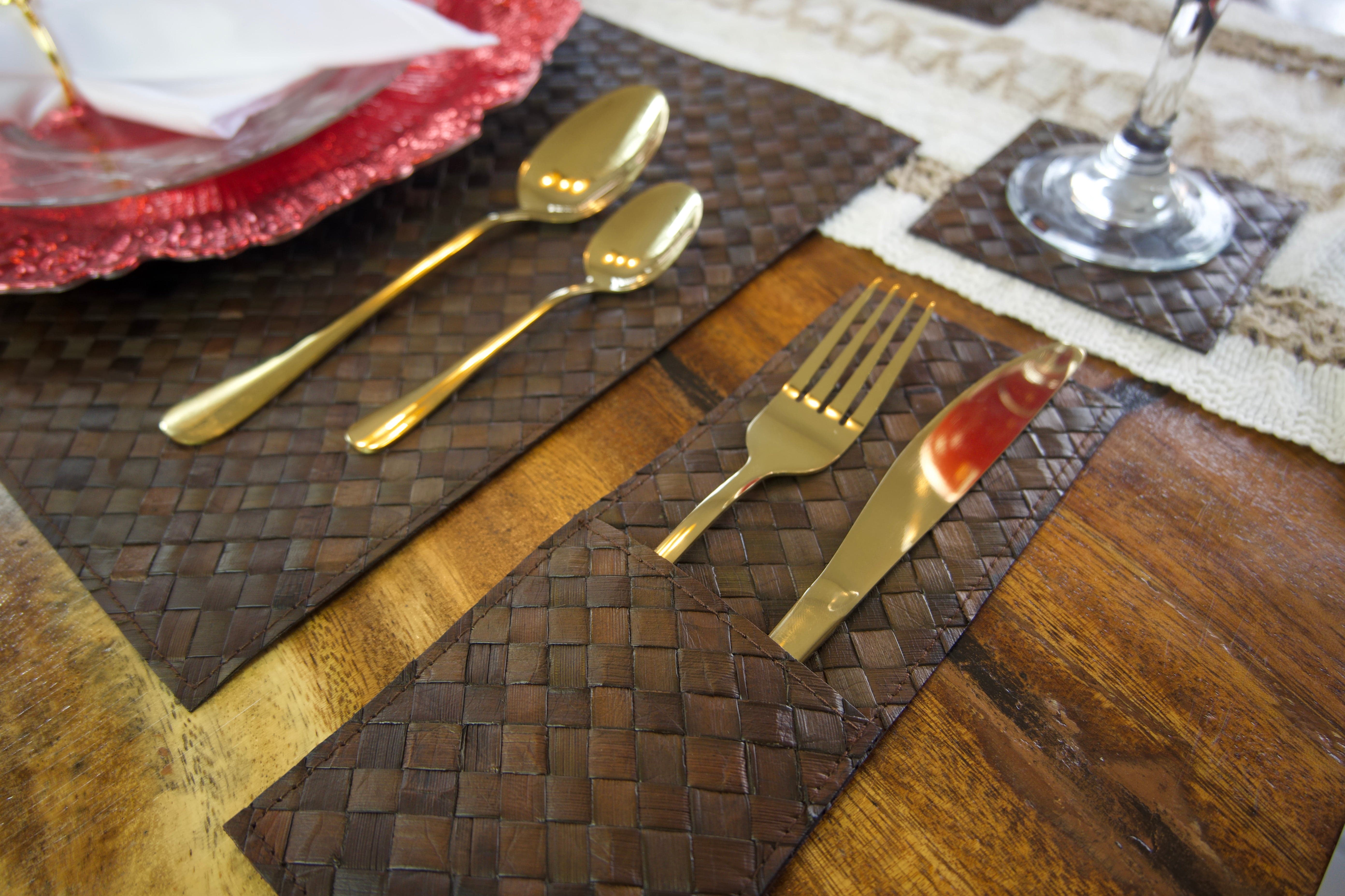 Brown Pandan Utensil Pocket