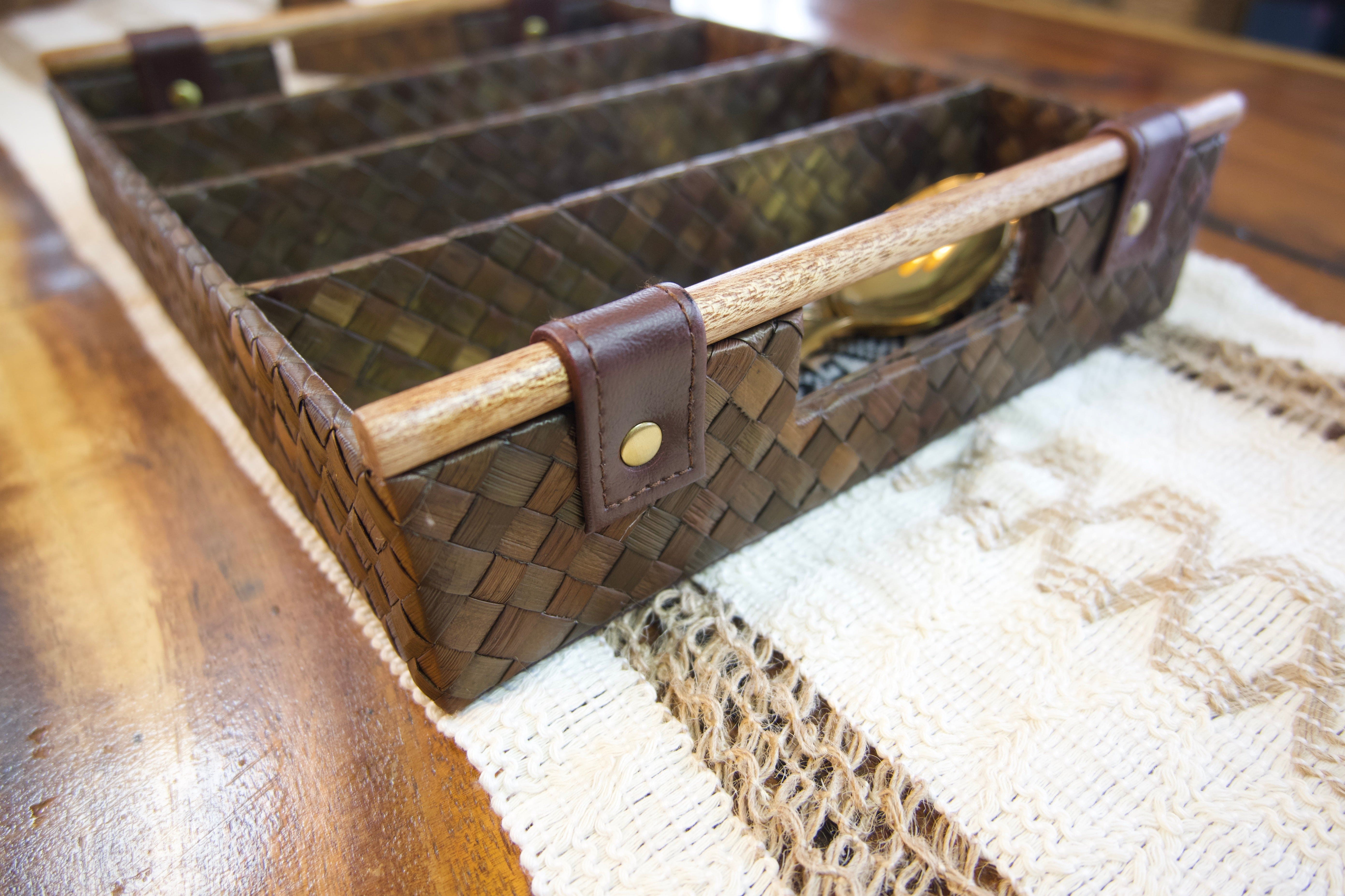 Brown Pandan Cutlery Organizer