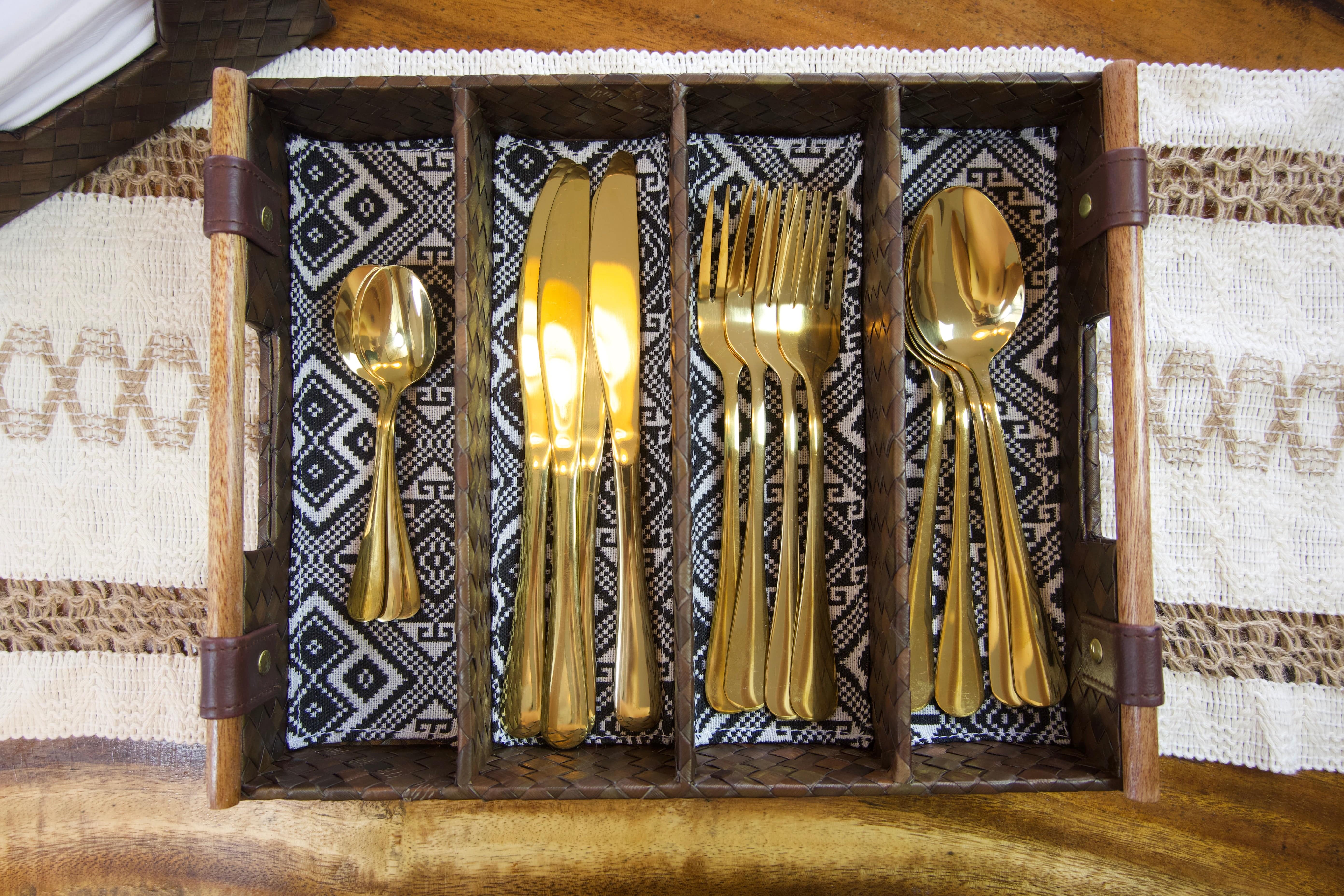 Brown Pandan Cutlery Organizer