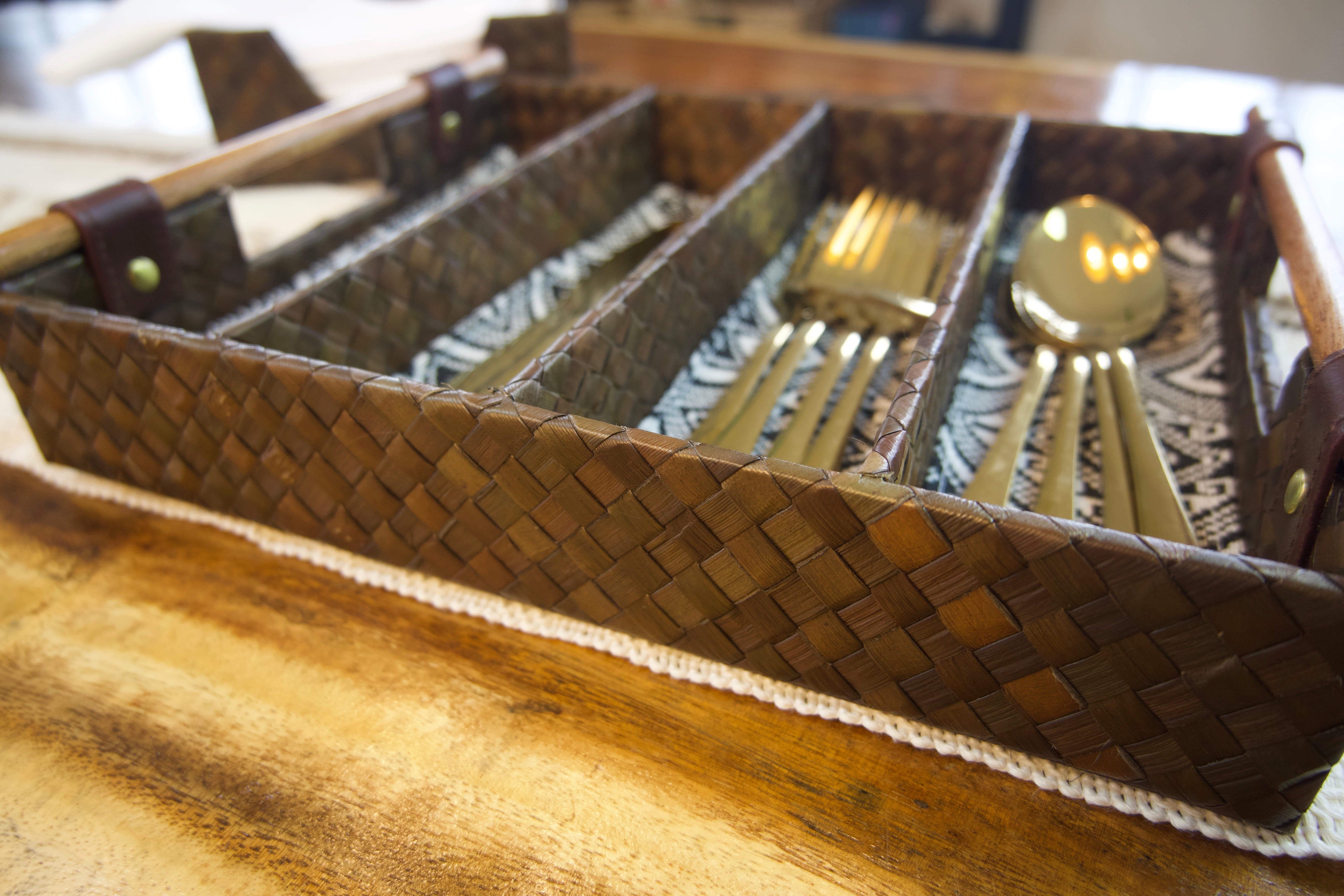 Brown Pandan Cutlery Organizer