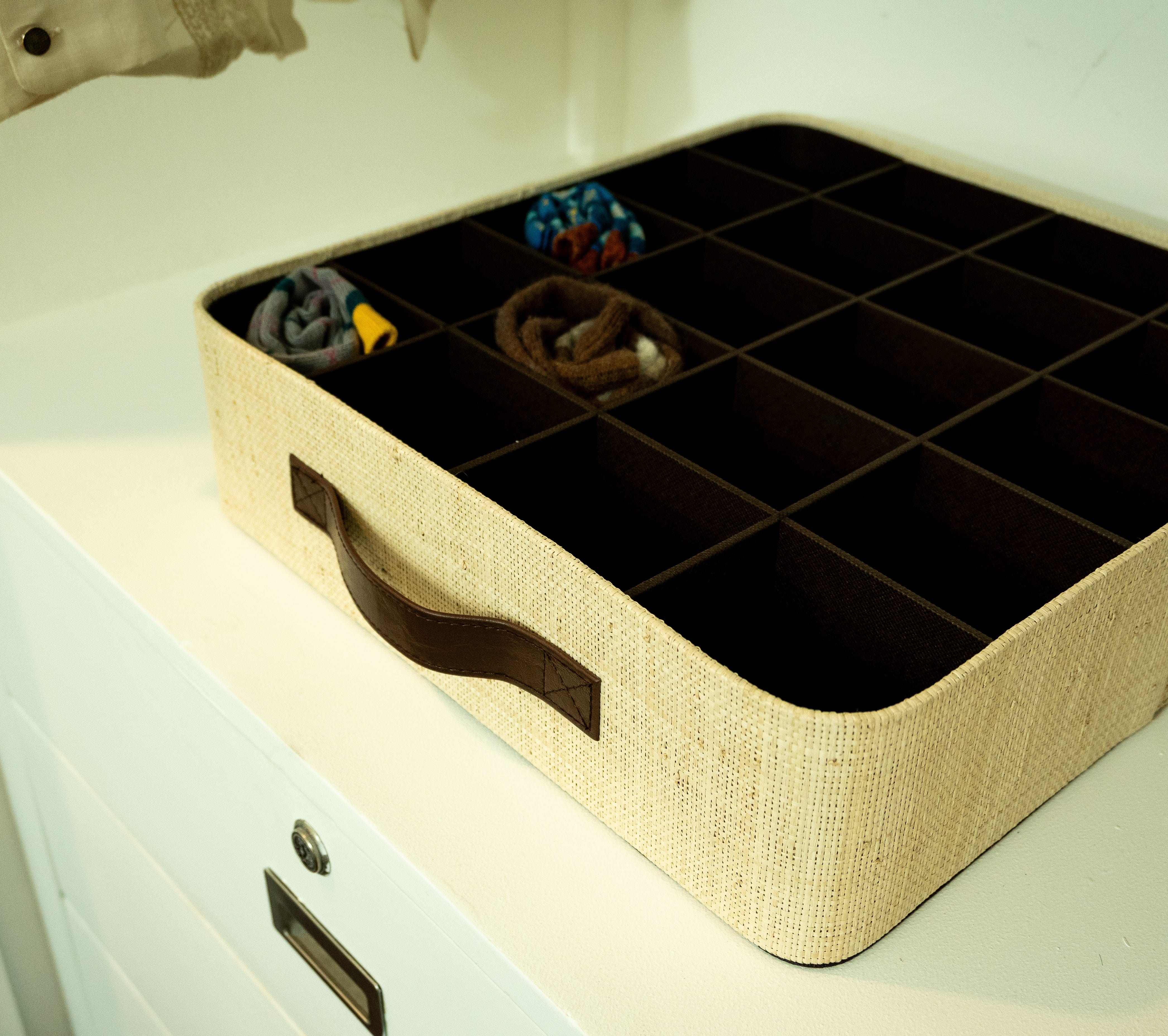 Closet Drawer Socks Organizer in Natural Raffia