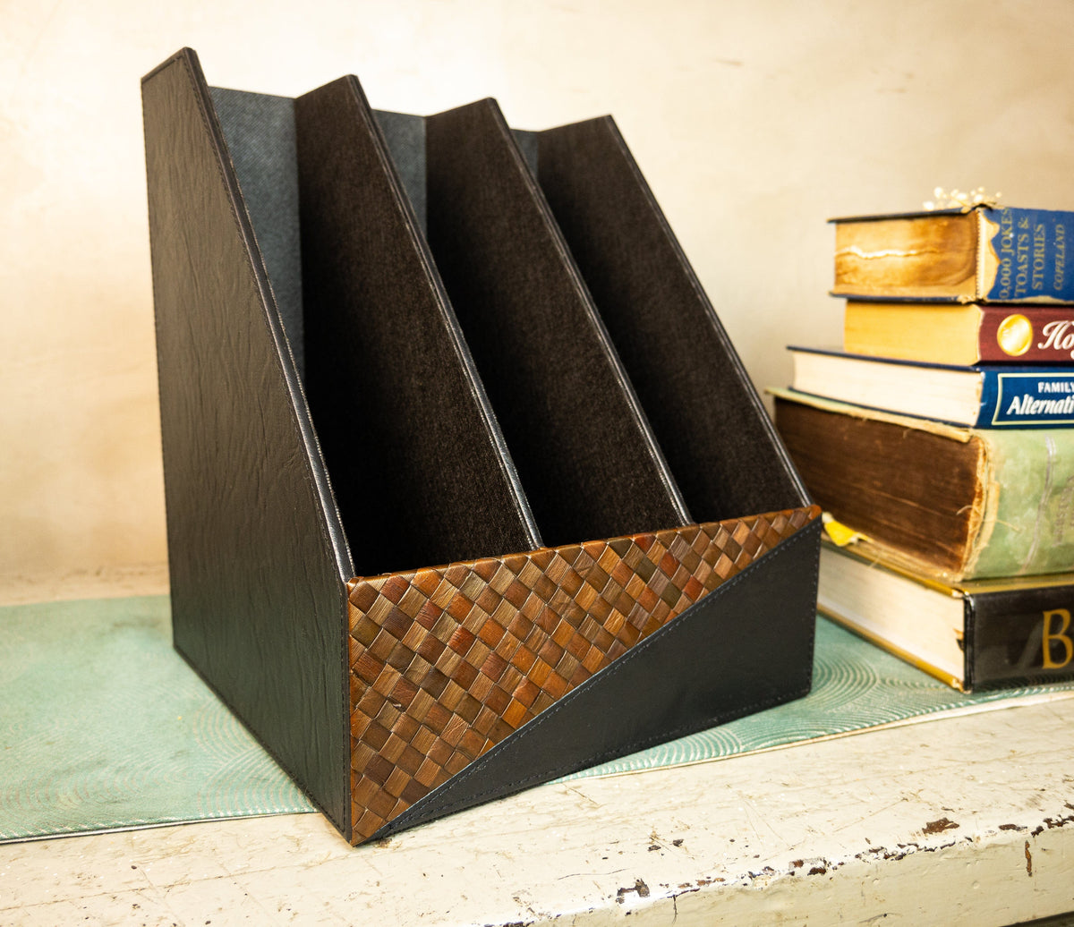 Magazine File Organizer | Multi-Compartment | Quality Faux Leather with ...