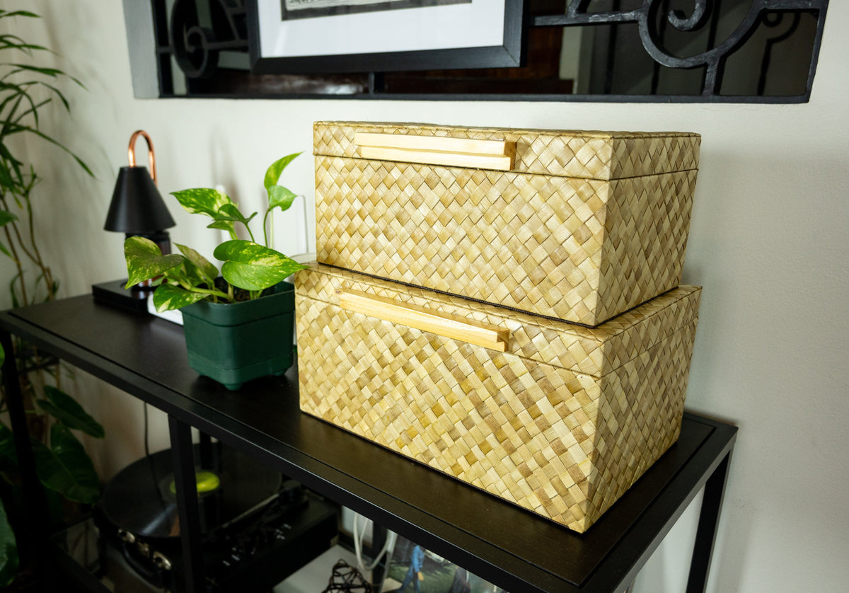 Storage Chest Set of 2 in Natural Pandan