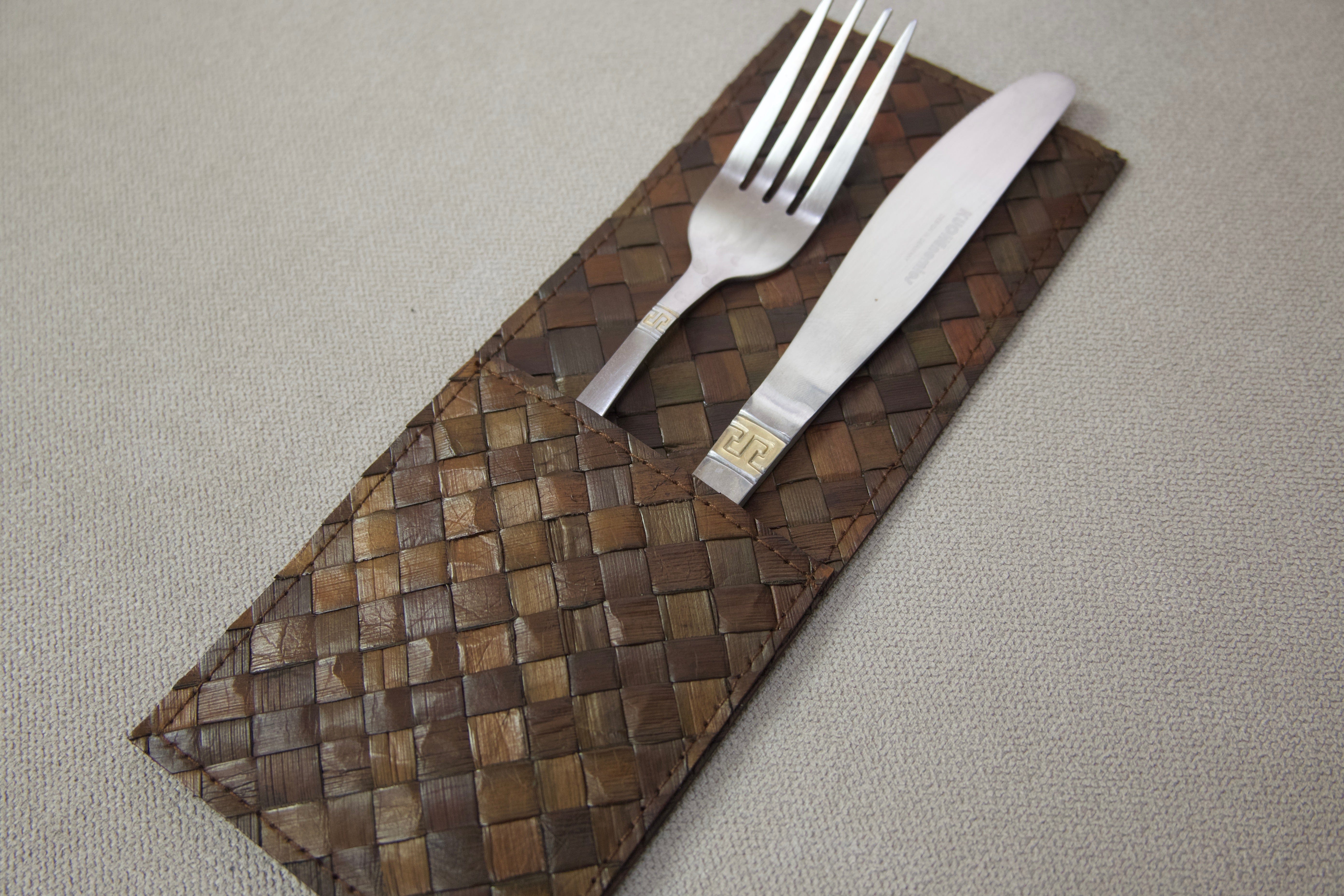 Brown Pandan Utensil Pocket