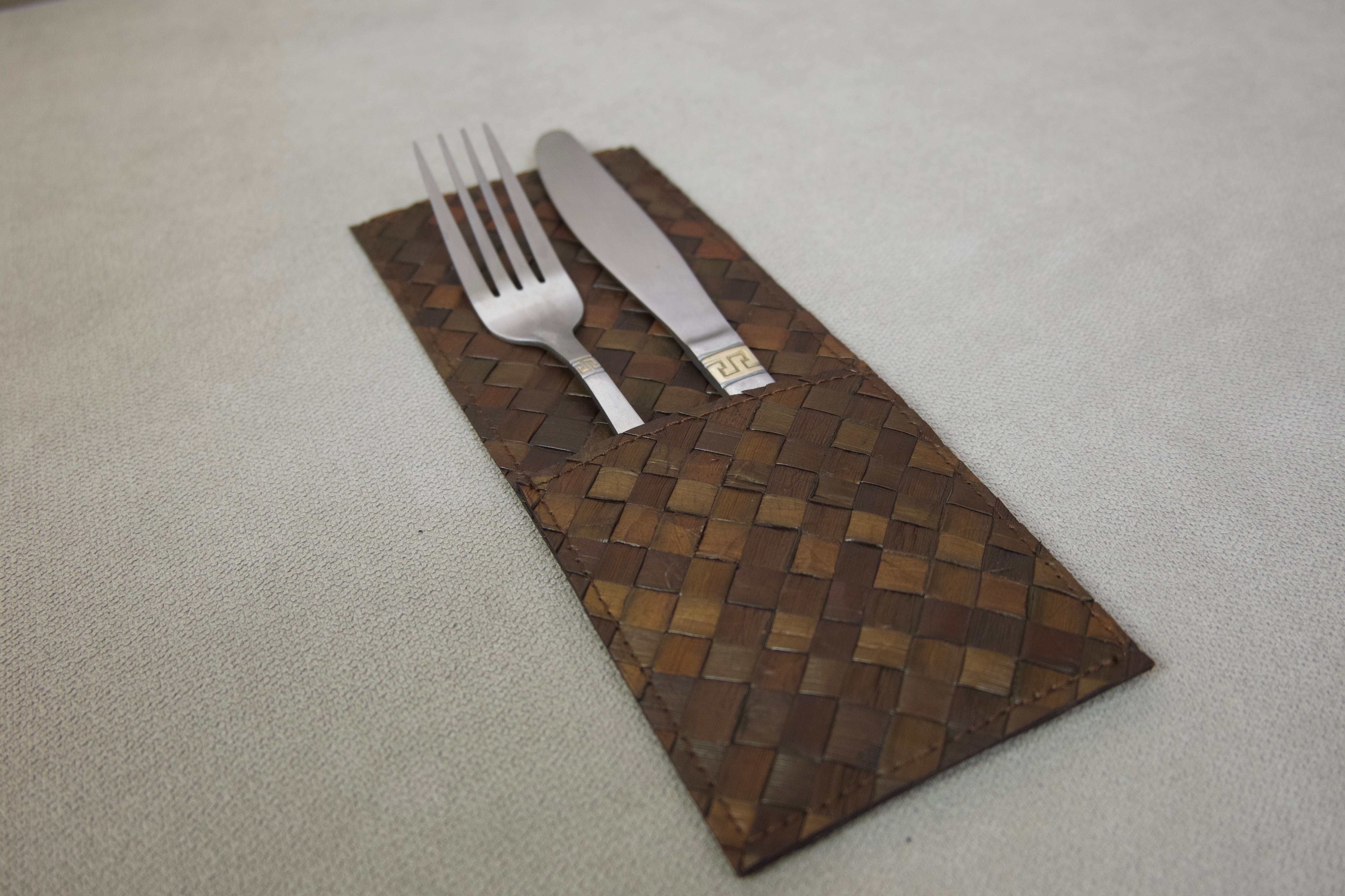 Brown Pandan Utensil Pocket
