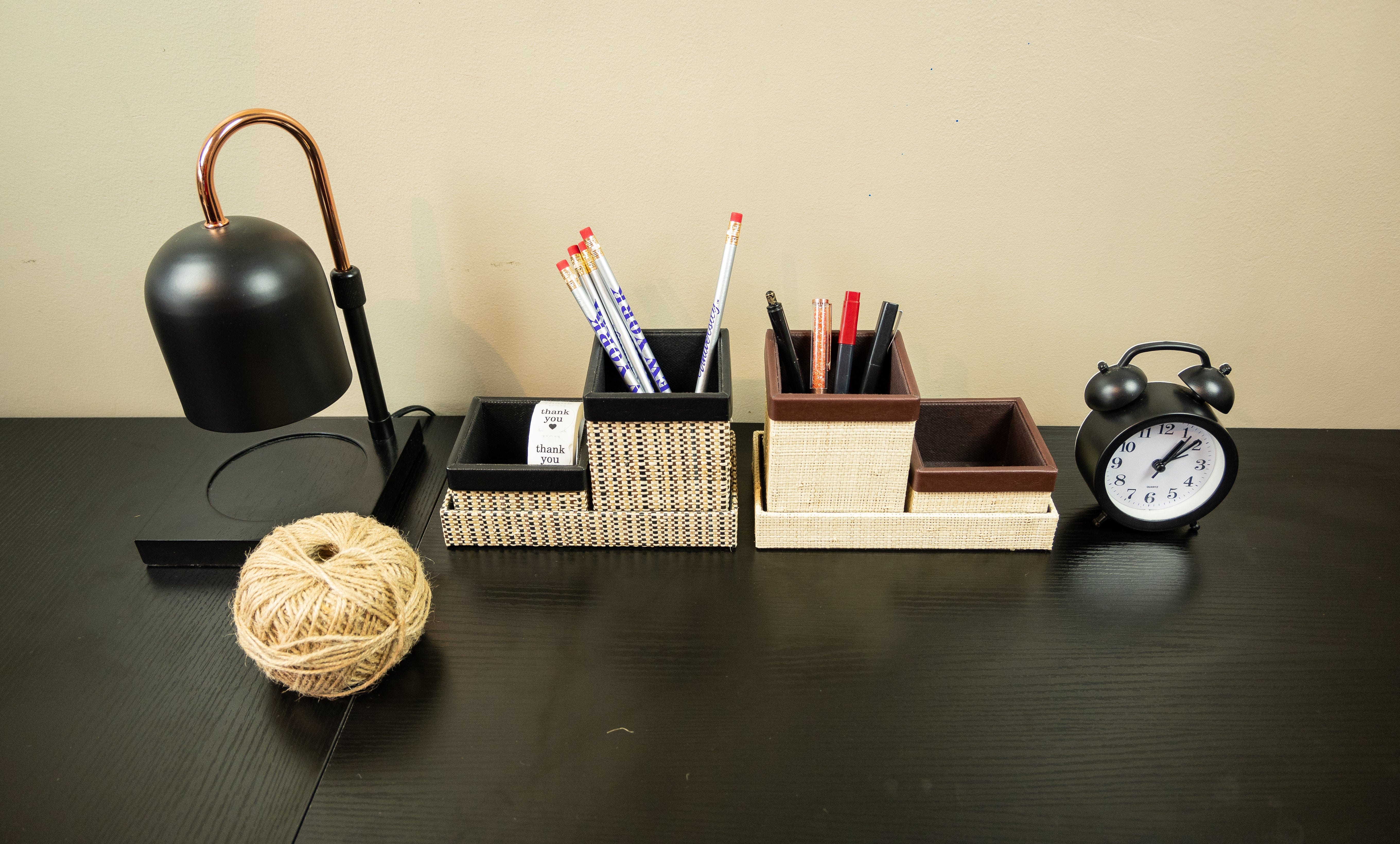 Desk Pen Remote Organizer in Natural Raffia