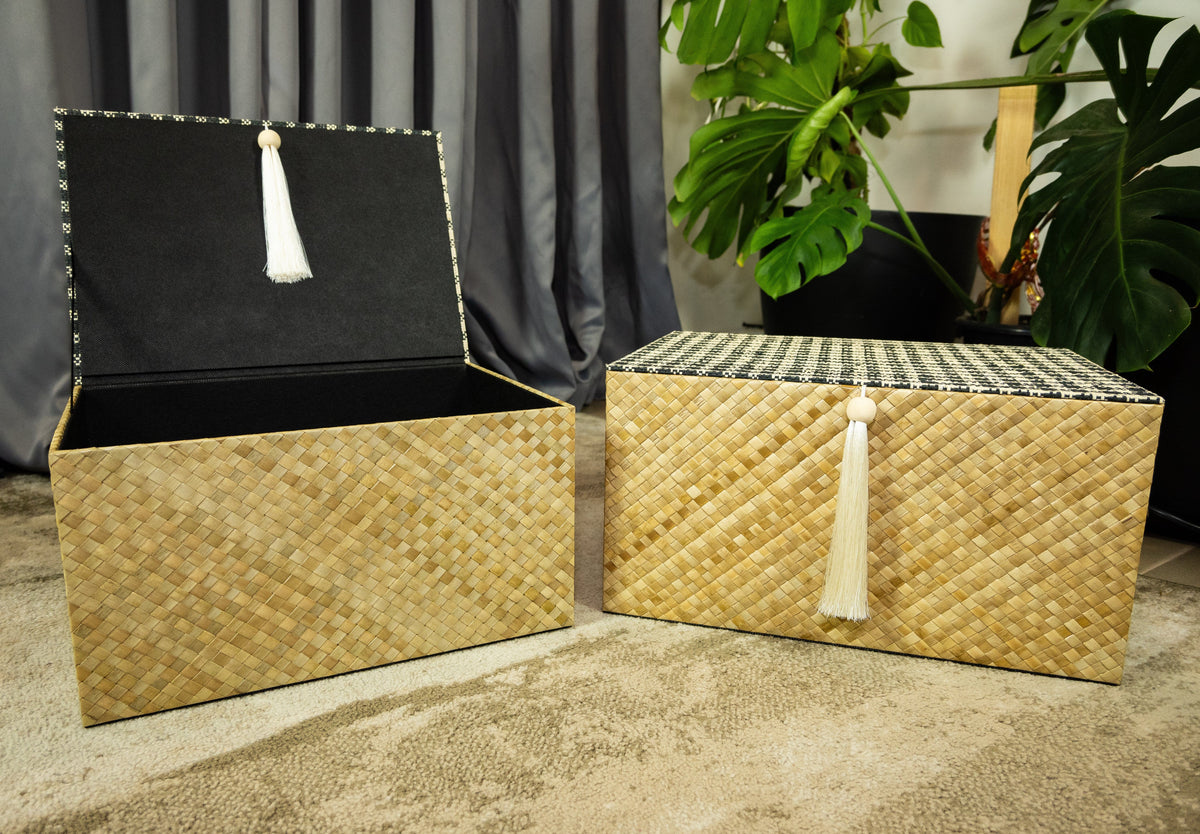 Storage Box Set | Handmade Natural Pandan with Exquisite Checkered ...