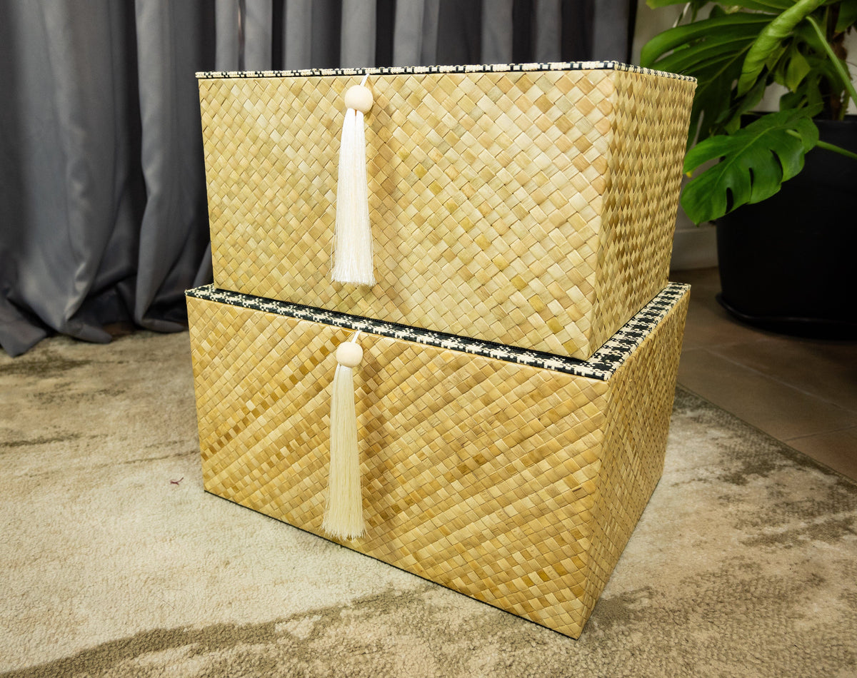 Storage Box Set | Handmade Natural Pandan with Exquisite Checkered ...